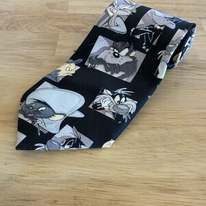 City One Necktie Mens OS Black Looney Tunes Bugs‎ Bunny Daffy Duck Novelty Tie